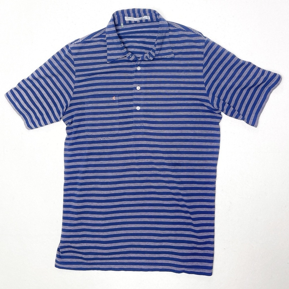 Criquet Players Golf Polo Men’s Medium Blue Gray Striped Pima Cotton Preppy